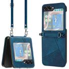 For Samsung Galaxy Z Flip5 Dream Triangle Folding Leather Phone Case with Lanyard(Blue) - 1