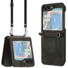 For Samsung Galaxy Z Flip5 Dream Triangle Folding Leather Phone Case with Lanyard(Black) - 1