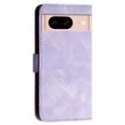 For Google Pixel 8a YX0080 Grid Butterfly Embossed Pattern Flip Leather Phone Case with Lanyard(Light Purple) - 3