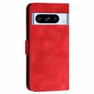 For Google Pixel 8 Pro Grid Butterfly Embossed Pattern Leather Phone Case with Lanyard(Red) - 3