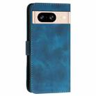 For Google Pixel 8 YX0080 Grid Butterfly Embossed Pattern Flip Leather Phone Case with Lanyard(Dark Blue) - 3