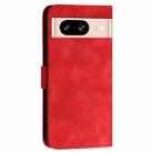 For Google Pixel 8 YX0080 Grid Butterfly Embossed Pattern Flip Leather Phone Case with Lanyard(Red) - 3