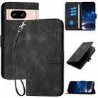 For Google Pixel 8 YX0080 Grid Butterfly Embossed Pattern Flip Leather Phone Case with Lanyard(Black) - 1