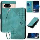 For Google Pixel 8 YX0080 Grid Butterfly Embossed Pattern Flip Leather Phone Case with Lanyard(Light Blue) - 1