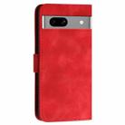 For Google Pixel 7a YX0080 Grid Butterfly Embossed Pattern Flip Leather Phone Case with Lanyard(Red) - 3