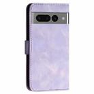 For Google Pixel 7 Pro 5G YX0080 Grid Butterfly Embossed Pattern Flip Leather Phone Case with Lanyard(Light Purple) - 3