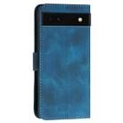 For Google Pixel 6a YX0080 Grid Butterfly Embossed Pattern Flip Leather Phone Case with Lanyard(Dark Blue) - 3