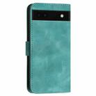 For Google Pixel 6a YX0080 Grid Butterfly Embossed Pattern Flip Leather Phone Case with Lanyard(Light Blue) - 3