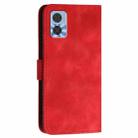 For Motorola Moto E22 YX0080 Grid Butterfly Embossed Pattern Flip Leather Phone Case with Lanyard(Red) - 3