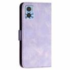 For Motorola Moto E22 YX0080 Grid Butterfly Embossed Pattern Flip Leather Phone Case with Lanyard(Light Purple) - 3