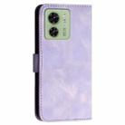 For Motorola Edge 40 YX0080 Grid Butterfly Embossed Pattern Flip Leather Phone Case with Lanyard(Light Purple) - 3
