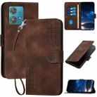 For Motorola Edge 40 Neo 5G YX0080 Grid Butterfly Embossed Pattern Flip Leather Phone Case with Lanyard(Coffee) - 1