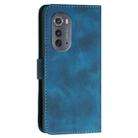 For Motorola Edge 2022 YX0080 Grid Butterfly Embossed Pattern Flip Leather Phone Case with Lanyard(Dark Blue) - 3