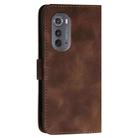 For Motorola Edge 2022 YX0080 Grid Butterfly Embossed Pattern Flip Leather Phone Case with Lanyard(Coffee) - 3