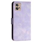 For Motorola Moto G32 YX0080 Grid Butterfly Embossed Pattern Flip Leather Phone Case with Lanyard(Light Purple) - 3