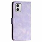 For Motorola Moto G73 YX0080 Grid Butterfly Embossed Pattern Flip Leather Phone Case with Lanyard(Light Purple) - 3