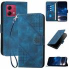 For Motorola Moto G84 5G YX0080 Grid Butterfly Embossed Pattern Flip Leather Phone Case with Lanyard(Dark Blue) - 1