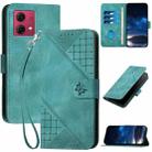 For Motorola Moto G84 5G YX0080 Grid Butterfly Embossed Pattern Flip Leather Phone Case with Lanyard(Light Blue) - 1