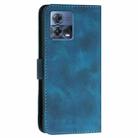 For Motorola Edge 30 Fusion 5G YX0080 Grid Butterfly Embossed Pattern Flip Leather Phone Case with Lanyard(Dark Blue) - 3