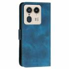 For Motorola Edge 50 Ultra 5G Global Grid Butterfly Embossed Pattern Leather Phone Case with Lanyard(Dark Blue) - 3