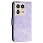 For Motorola Edge 50 Ultra 5G Global YX0080 Grid Butterfly Embossed Pattern Flip Leather Phone Case with Lanyard(Light Purple) - 3