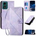 For Motorola Moto G04 4G Global YX0080 Grid Butterfly Embossed Pattern Flip Leather Phone Case with Lanyard(Light Purple) - 1