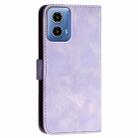 For Motorola Moto G34 Grid Butterfly Embossed Pattern Leather Phone Case with Lanyard(Light Purple) - 3