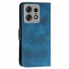 For Motorola Edge 50 Pro 5G YX0080 Grid Butterfly Embossed Pattern Flip Leather Phone Case with Lanyard(Dark Blue) - 3