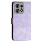 For Motorola Edge 50 Pro 5G YX0080 Grid Butterfly Embossed Pattern Flip Leather Phone Case with Lanyard(Light Purple) - 3