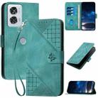 For Motorola Edge 50 Fusion 5G Global YX0080 Grid Butterfly Embossed Pattern Flip Leather Phone Case with Lanyard(Light Blue) - 1