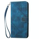 For Motorola Moto G35 Grid Butterfly Embossed Pattern Leather Phone Case with Lanyard(Dark Blue) - 2