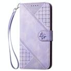 For Motorola Moto G35 Grid Butterfly Embossed Pattern Leather Phone Case with Lanyard(Light Purple) - 2