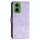 For Motorola Moto G35 Grid Butterfly Embossed Pattern Leather Phone Case with Lanyard(Light Purple) - 3