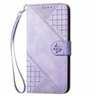 For Motorola Moto G55 Grid Butterfly Embossed Pattern Leather Phone Case with Lanyard(Light Purple) - 2