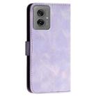 For Motorola Moto G55 Grid Butterfly Embossed Pattern Leather Phone Case with Lanyard(Light Purple) - 3