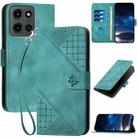 For Motorola Moto G Stylus 5G 2025 Grid Butterfly Embossed Pattern Leather Phone Case with Lanyard(Light Blue) - 1
