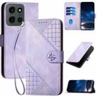For Motorola Moto G Stylus 5G 2025 Grid Butterfly Embossed Pattern Leather Phone Case with Lanyard(Light Purple) - 1