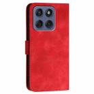 For Motorola Edge 60 Fusion / Edge 5G 2025 Grid Butterfly Embossed Pattern Leather Phone Case with Lanyard(Red) - 3