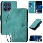 For Motorola Edge 60 Grid Butterfly Embossed Pattern Leather Phone Case with Lanyard(Light Blue) - 1