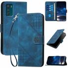 For Motorola Moto G42 Grid Butterfly Embossed Pattern Leather Phone Case with Lanyard(Dark Blue) - 1