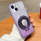 For iPhone 15 Plus Plated Gradient Glitter Round Holder TPU Phone Case(Purple) - 1