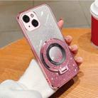 For iPhone 13 mini Plated Gradient Glitter Round Holder TPU Phone Case(Pink) - 1