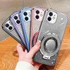 For iPhone 11 Plated Gradient Glitter Round Holder TPU Phone Case(Silver) - 2