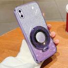 For iPhone X / XS Plated Gradient Glitter Round Holder TPU Phone Case(Purple) - 1