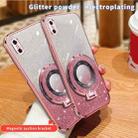 For iPhone XS Max Plated Gradient Glitter Round Holder TPU Phone Case(Pink) - 3