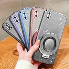 For iPhone XS Max Plated Gradient Glitter Round Holder TPU Phone Case(Silver) - 2