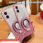 For iPhone 16 Plated Gradient Glitter Round Holder TPU Phone Case(Pink) - 3