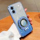 For iPhone 16 Plated Gradient Glitter Round Holder TPU Phone Case(Sierra Blue) - 1