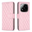 For Redmi Note 14 Pro / Note 14 Pro+ Diamond Lattice Wallet Flip Leather Phone Case(Pink) - 1