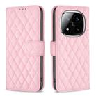 For Redmi Note 14 Pro 4G Diamond Lattice Wallet Flip Leather Phone Case(Pink) - 1
